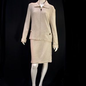 St. John Collection Cream Metallic Gold Suit``